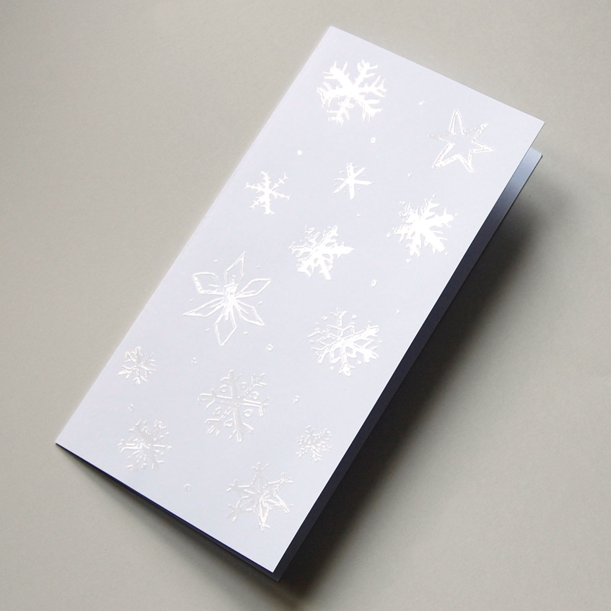 Schneeflocken - edle, weiße Weihnachtskarten mit farblosem UV-Relief-Lack