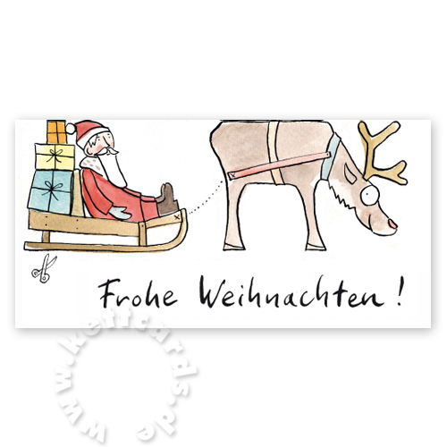 Schlitten mit Elch und Weihnachtsmann: Weihnachtskarten zum Basteln