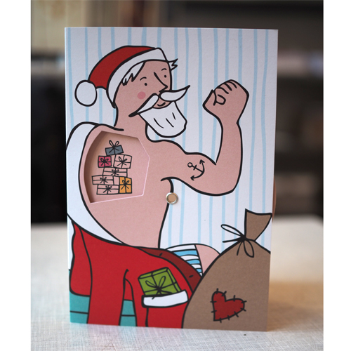 Die Tattoos des Weihnachtsmanns, Weihnachtskarten mit Drehscheibe