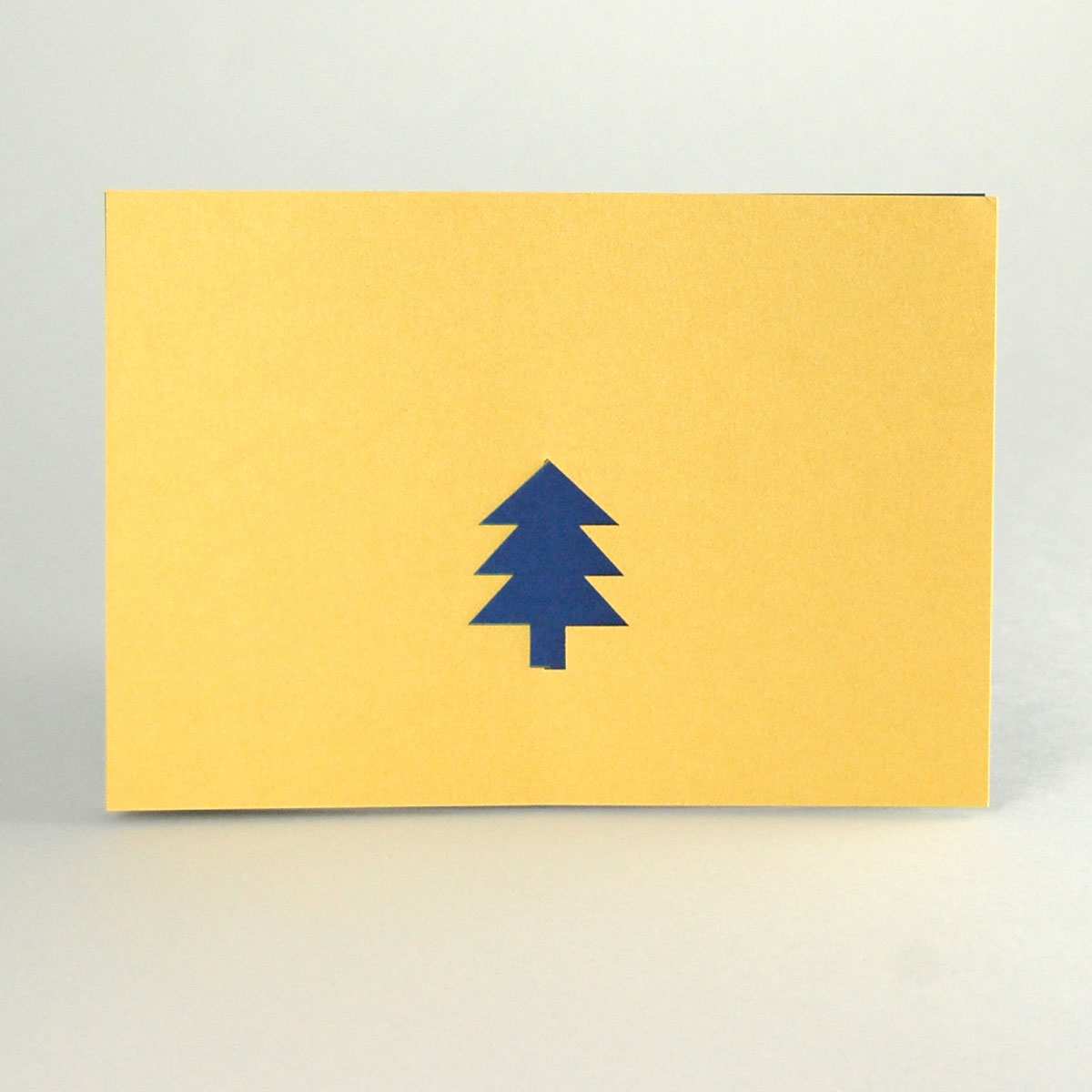 edle Weihnachtskarten mit blauem und goldenem Karton und Laserstanzung