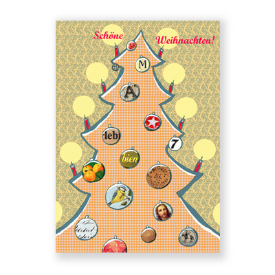 Schöne Weihnachten! Firmen-Weihnachtskarten mit inidviduellen Weihnachtsbaumkugeln