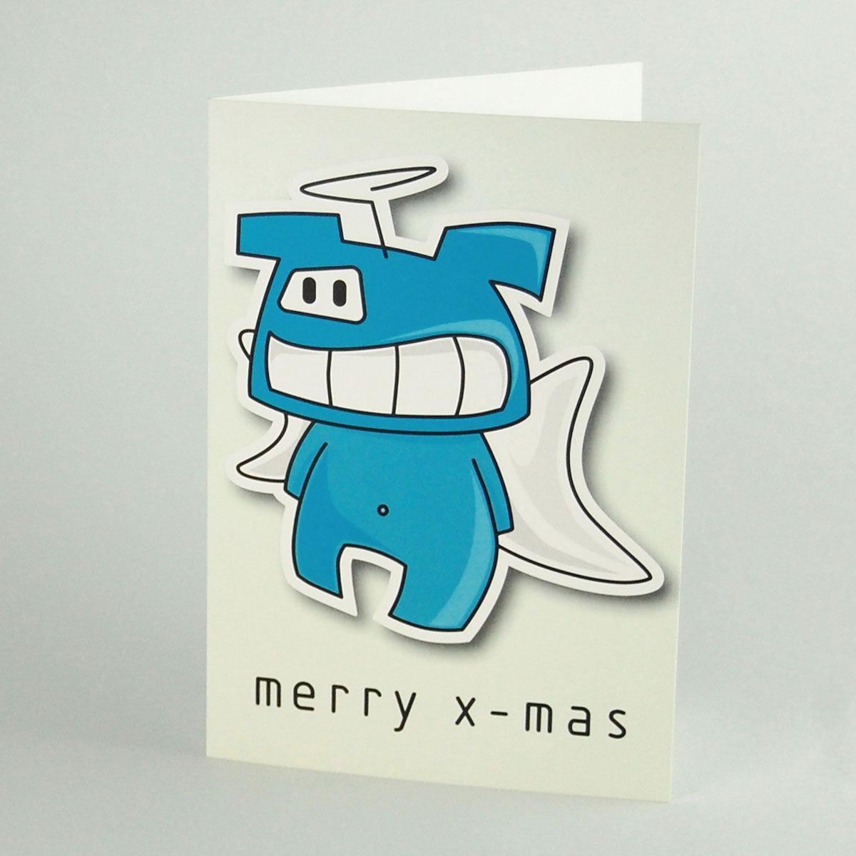 witzige Weihnachtskarten: Teufelchen mit Flügeln und Heiligenschein