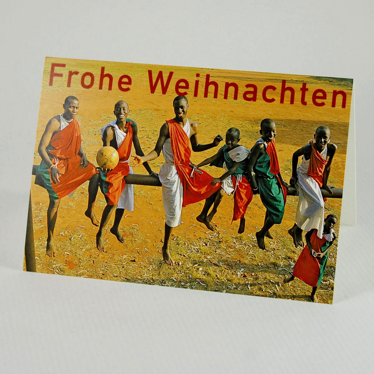Fußball, sportliche Weihnachtskarten mit Spende für burundikids