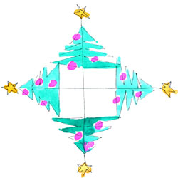 Weihnachtskarten, Weihnachtsbaum, Motiv vergrößert