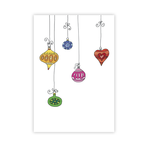 vier Christbaumkugeln, Designer-Weihnachtskarten