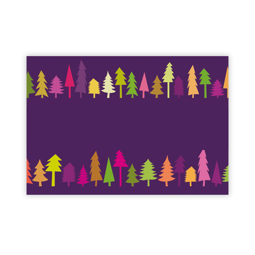 Baumreihe (vor lila Hintergrund), Designer-Weihnachtskarten