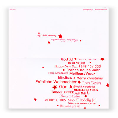 Fröhliche Weihnachten - Design-Weihnachtskarten mit internationalen Grüßen