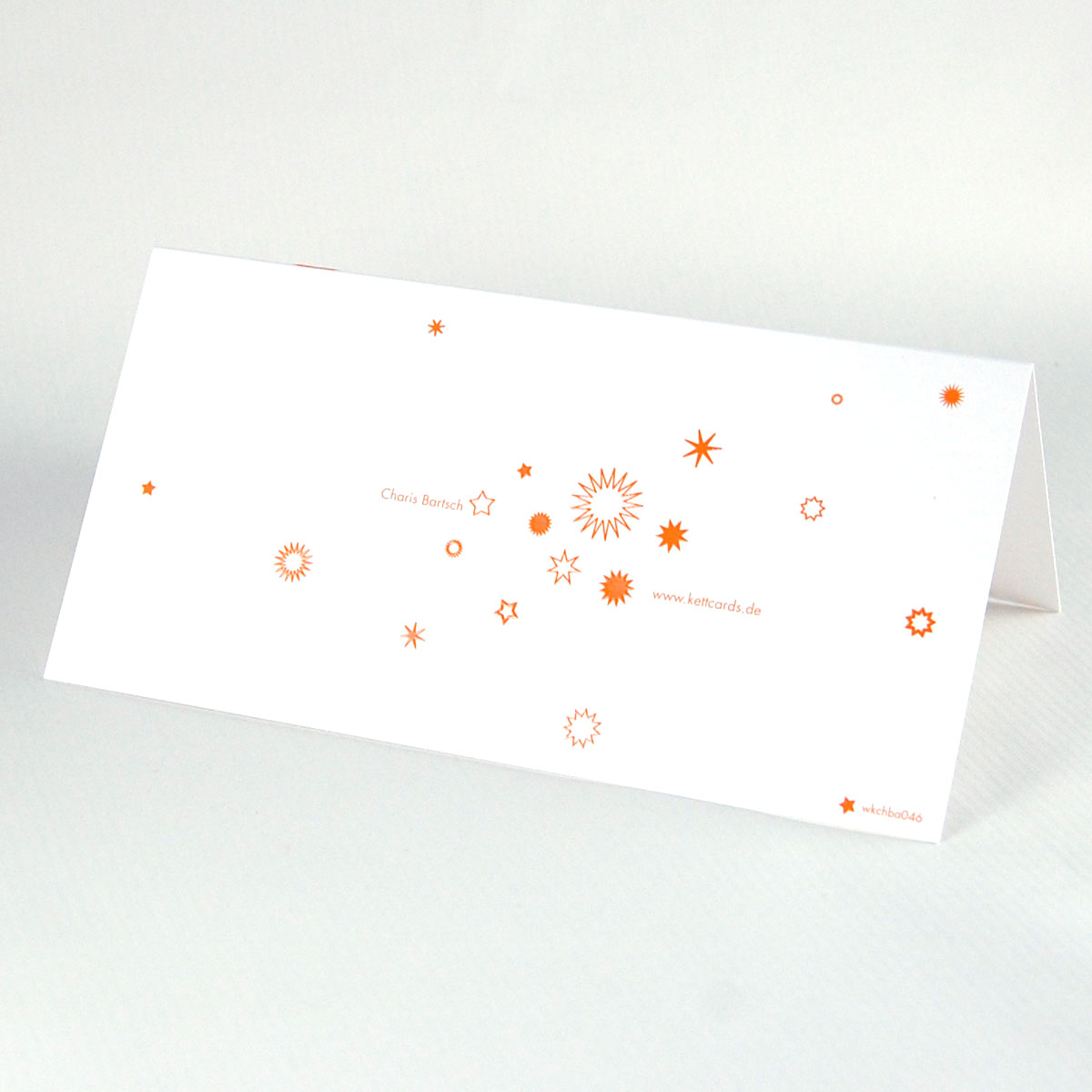 orange Sterne - Design-Weihnachtskarten mit partiellen UV-Relieflack, DL
