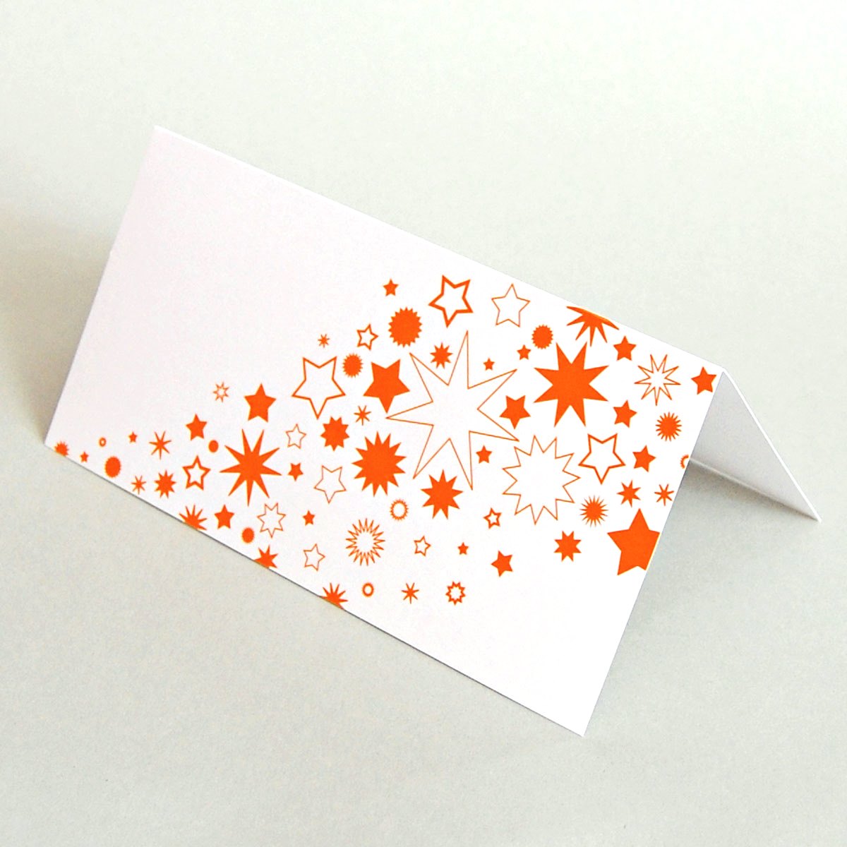 orange Sterne - Design-Weihnachtskarte mit UV-Relief-Lack