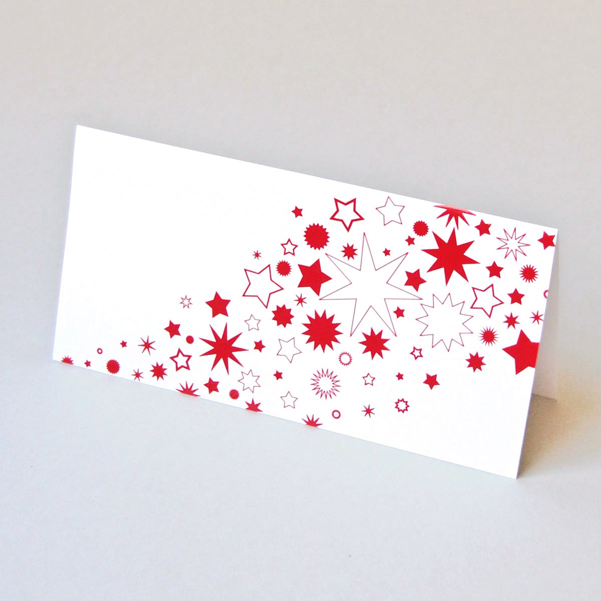 Sterne - Design-Weihnachtskarte mit rotem UV-Spot-Reliefdruck
