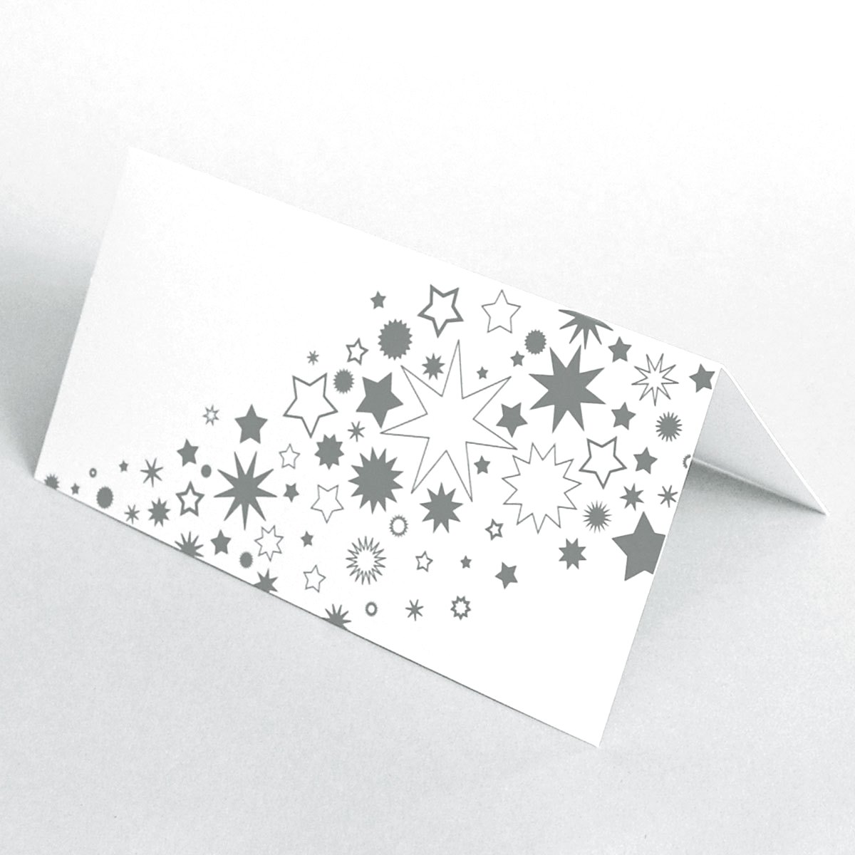 Sterne - silberne Design-Weihnachtskarte mit UV-Spot-Reliefdruck