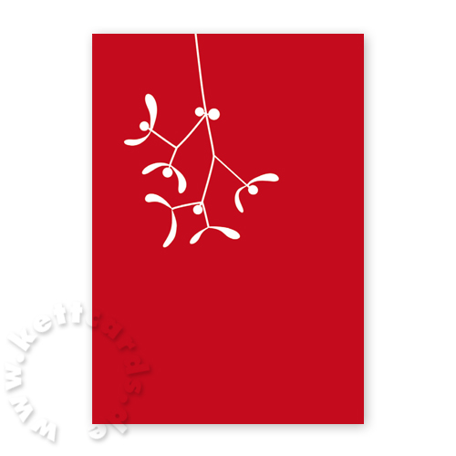 rote Weihnachtskarten mit Mistelzweig
