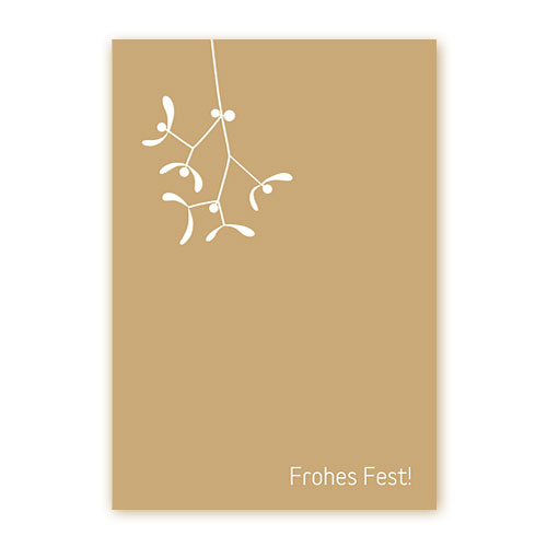 goldene Weihnachtskarten mit Mistelzweig: Frohes Fest!