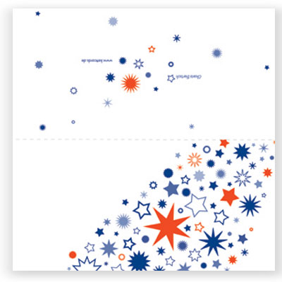 orange und blaue Sterne - Design-Weihnachtskarten in Unternehmensfarben