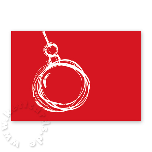 rote Weihnachtskarten mit schwingender Christbaumkugel