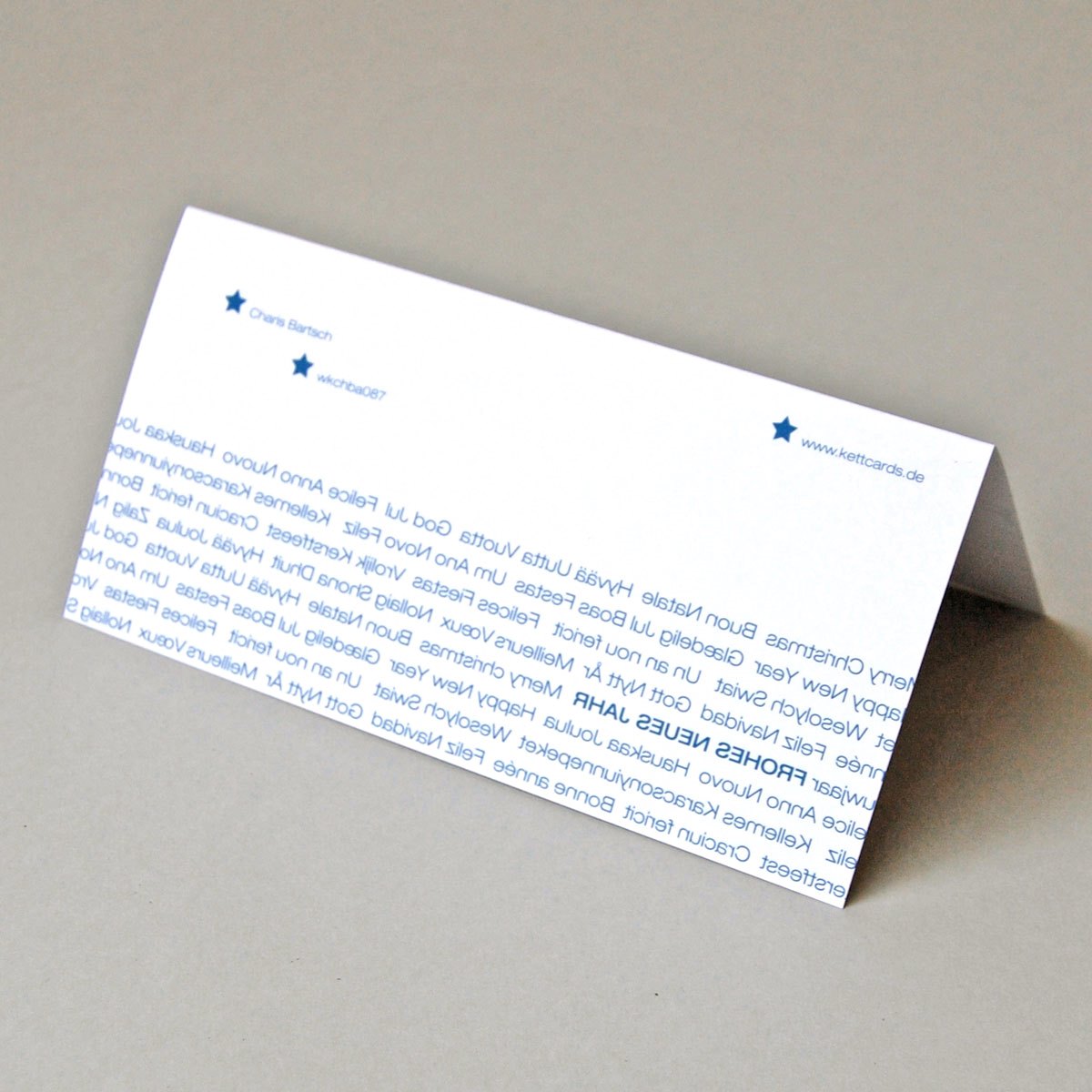 FRÖHLICHE WEIHNACHTEN - blaue Weihnachtskarten mit Text, Druck in Unternehmensfarben möglich