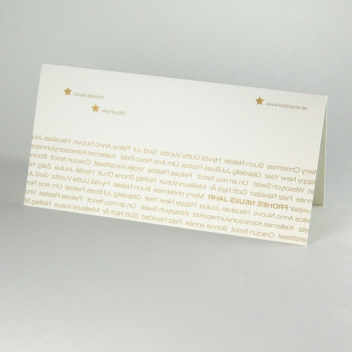 FRÖHLICHE WEIHNACHTEN - gold gedruckte Weihnachtskarten mit internationalem Text