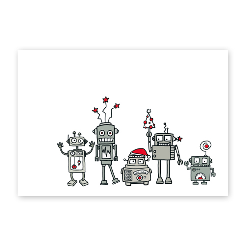 Weihnachtskarten mit witzigen Weihnachtsrobotern