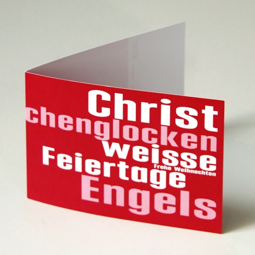typographische Weihnachtskarten in rot, Pantone 193
