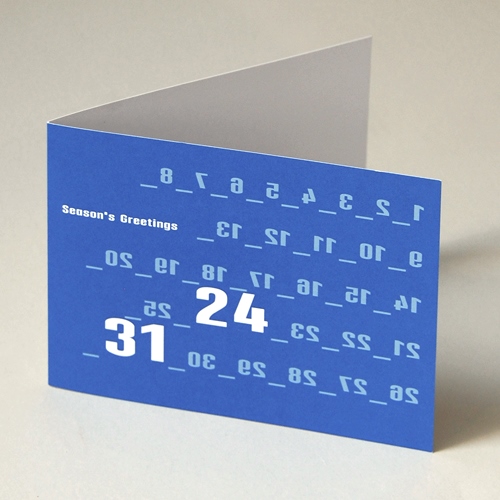 Season´s Greetings, blaue, typographische Winterkarten mit Zahlen