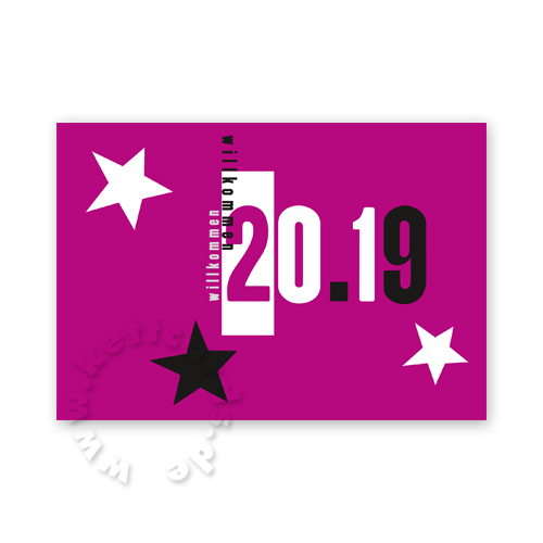 typographische Neujahrskarten in pink
