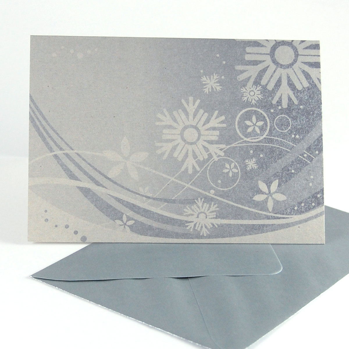 silberne Recycling-Weihnachtskarte mit edlen silbernen Kuverts