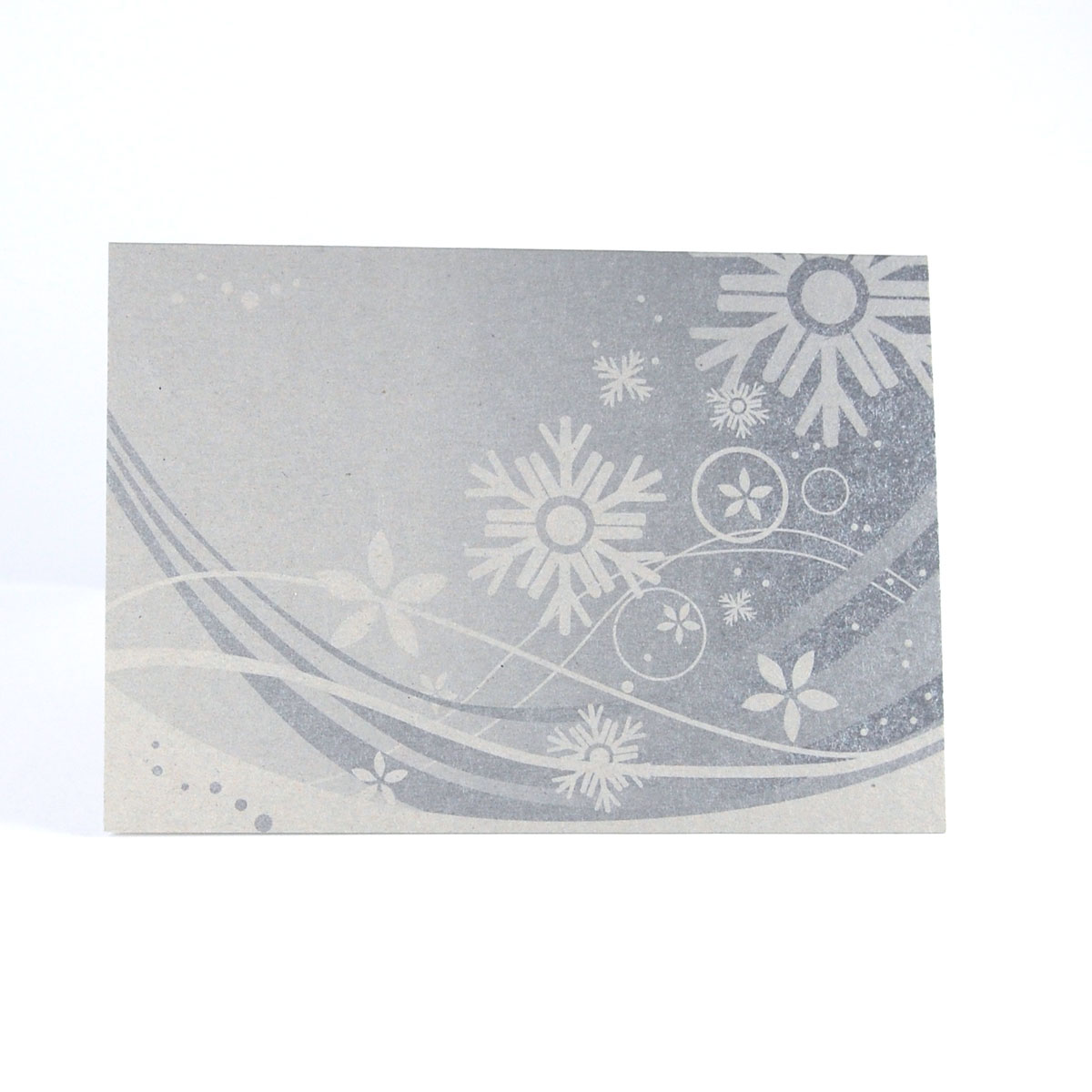 umweltfreundliche Weihnachtskarten in silber-grau mit Schneeflocken
