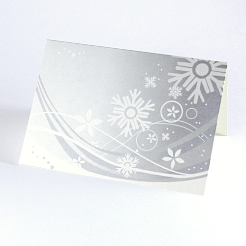 Recycling-Weihnachtskarten in silber mit Schneeflocken