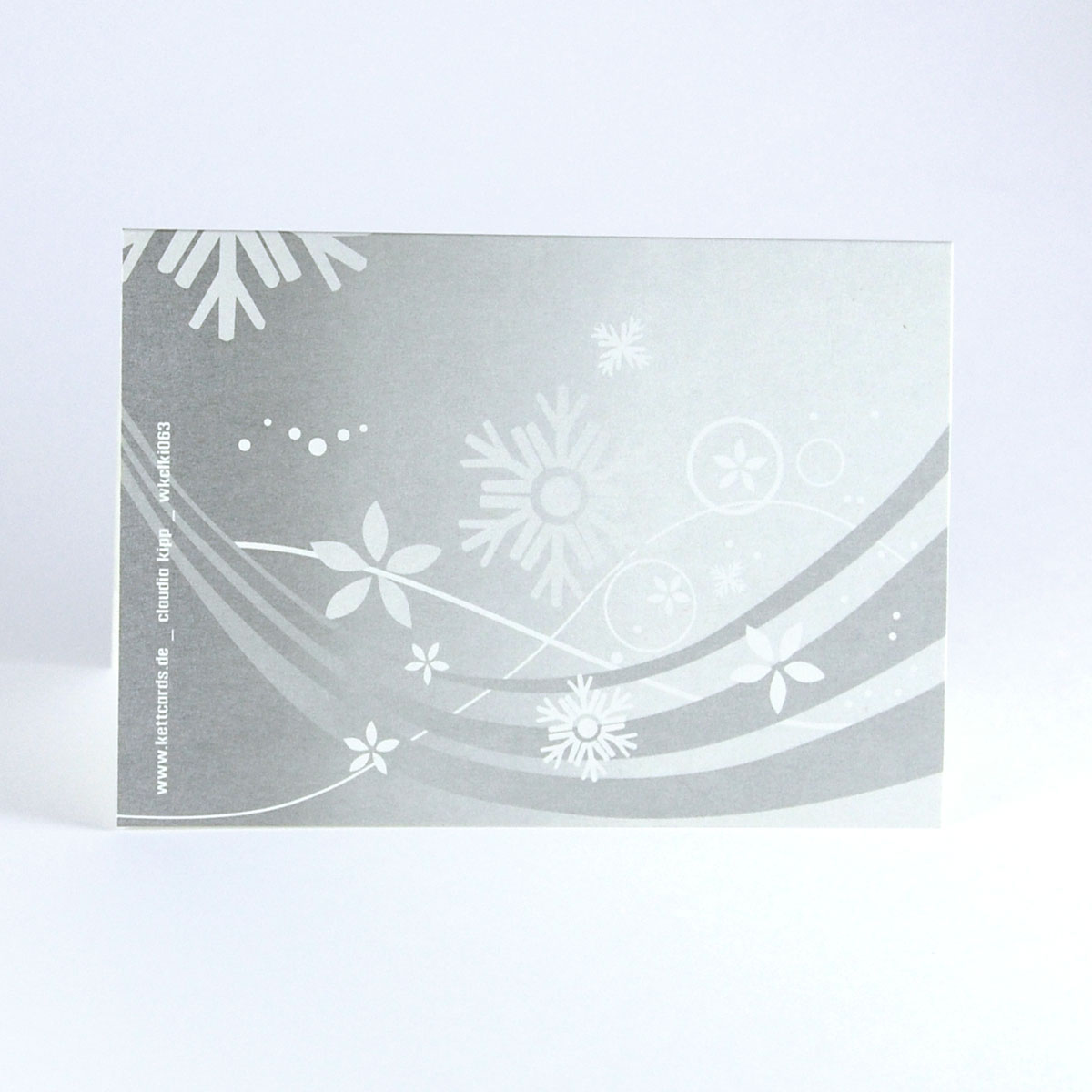 silberne Recycling-Weihnachtskarten, grafische Gestaltung der Rückseite