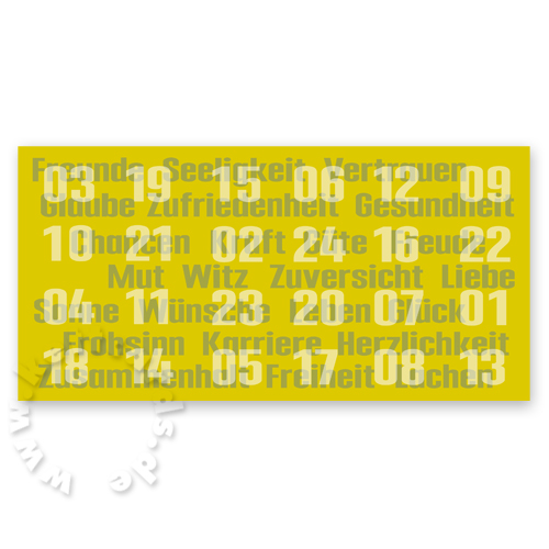 typographische Adventskalender: Liebe, Zuversicht, Glück