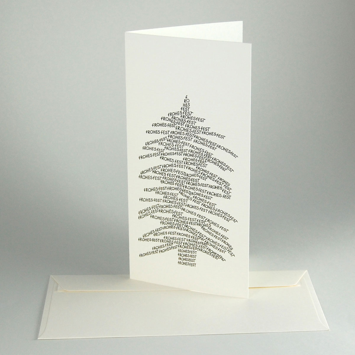 FROHES FEST (kalligrafischer Baum), orange Weihnachtskarten mit orangen Kuverts
