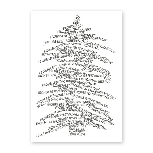 FROHES FEST - kalligrafischer Baum, Weihnachtskarten
