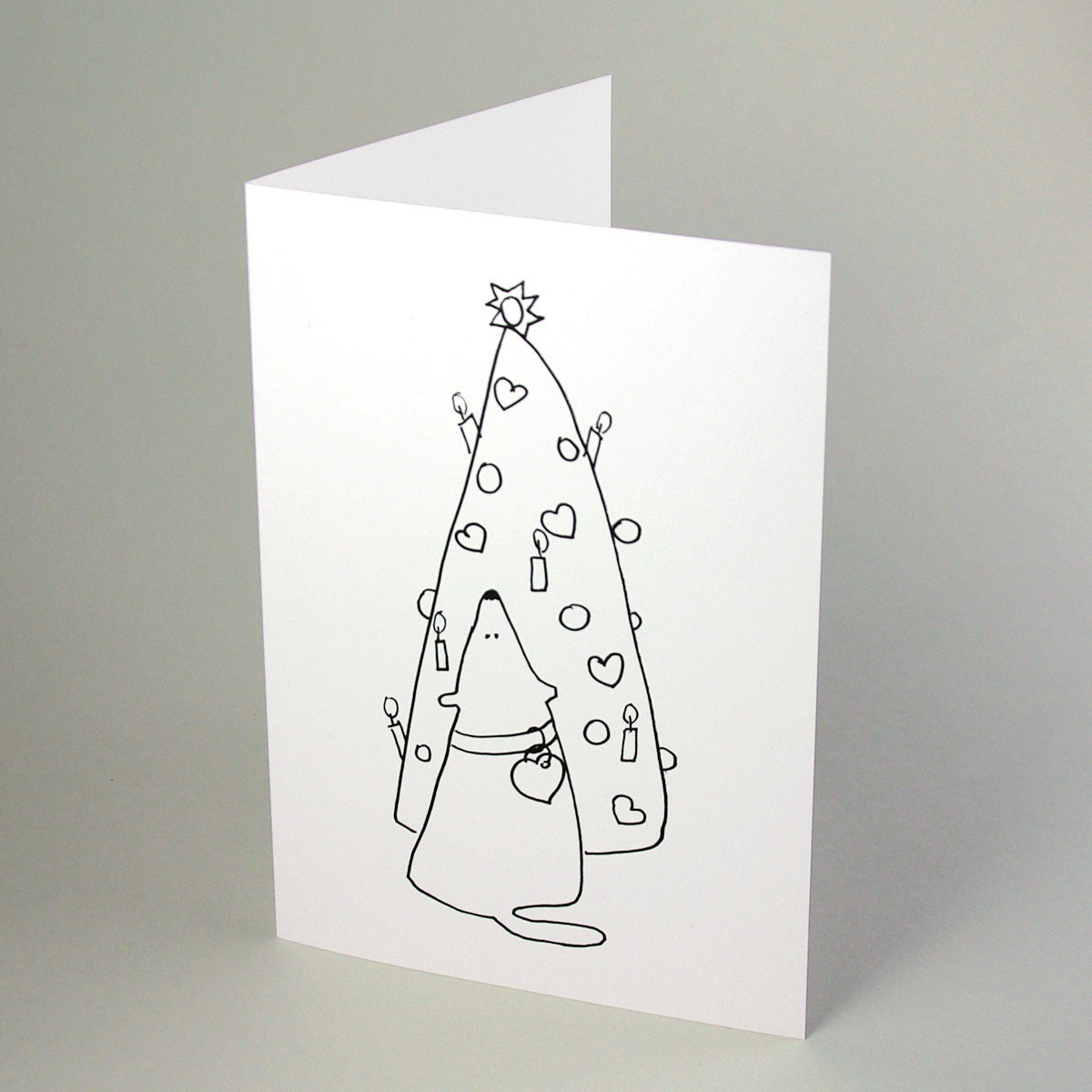 Baum und Hund, lustige Weihnachtskarten