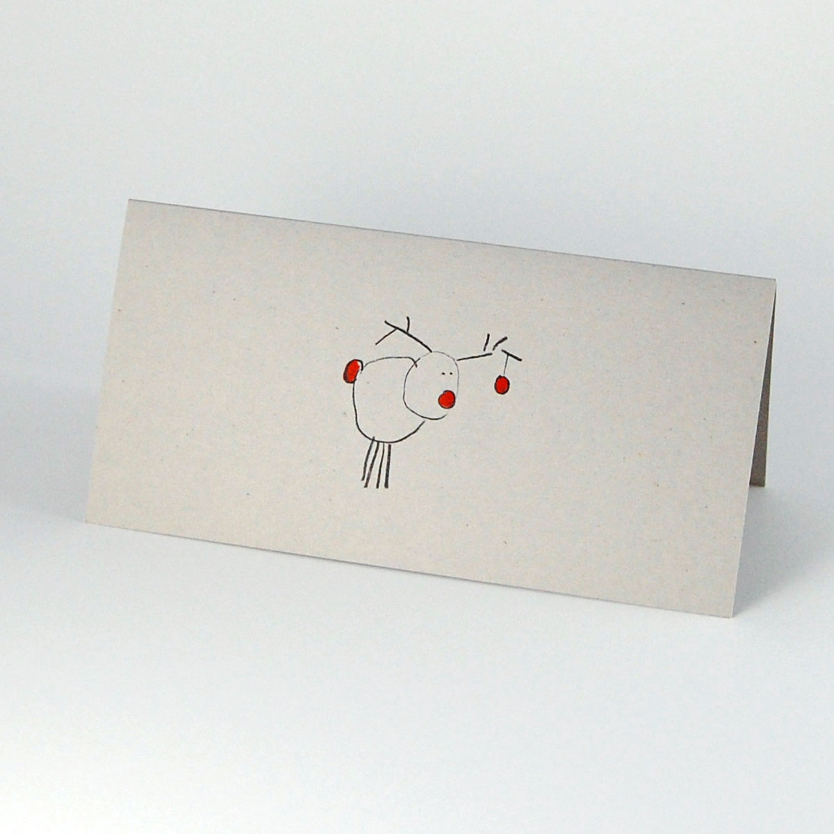 umweltfreundliche Weihnachtskarten mit Rudolf, Druck auf einfacher Graupappe