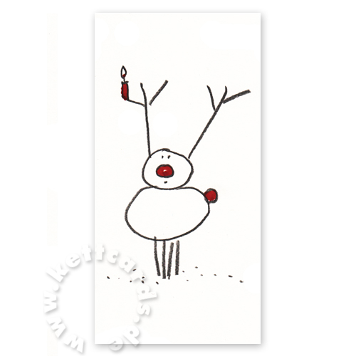 witzige Weihnachtskarten mit Rudolf mit Kerze