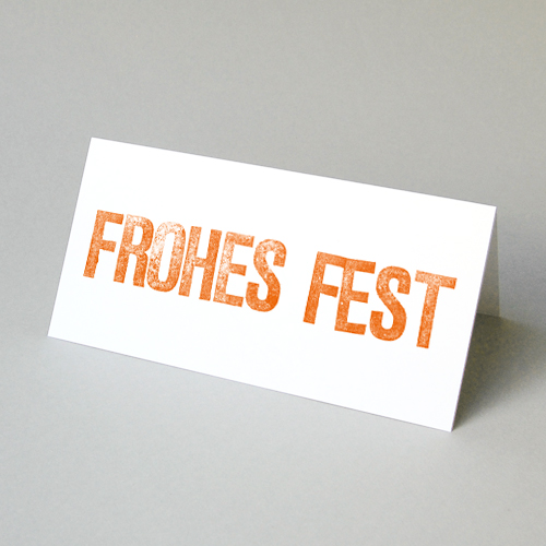 orange Weihnachtskarten mit gestempeltem Text für Firmen