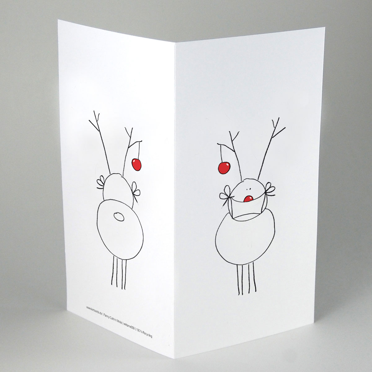 witzige Weihnachtskarten für die Coronazeit: Rudolph mit Maske