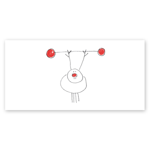 Starker Rudolf, witzige Weihnachtskarten für Fitnesstudios, Querformat