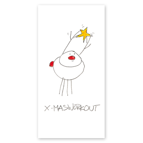 X-mas Workout, gezeichnete Weihnachtskarten für sportliche Menschen