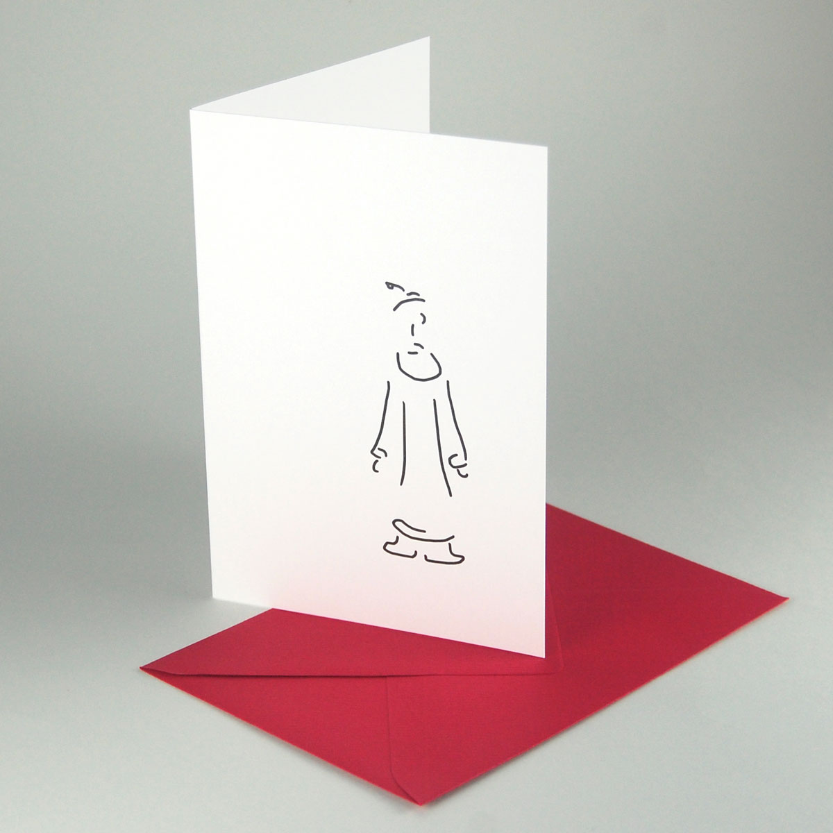 skizzierter Weihnachtsmann, Weihnachtskarten mit roten Umschlägen