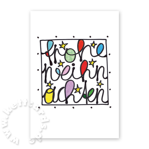 frohe weihnachten. Weihnachtskarten mit bunter Handschrift.