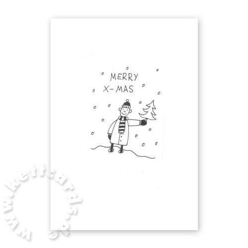 Mann im Schnee - Merry X-mas. Fröhliche Weihnachtskarten.