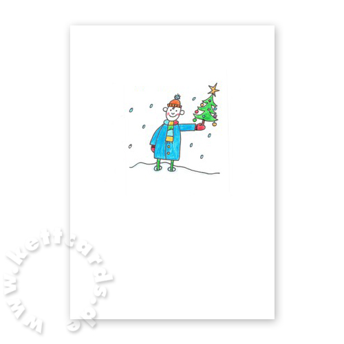 Mann im Schnee - Merry X-mas. Bunte Weihnachtskarten.