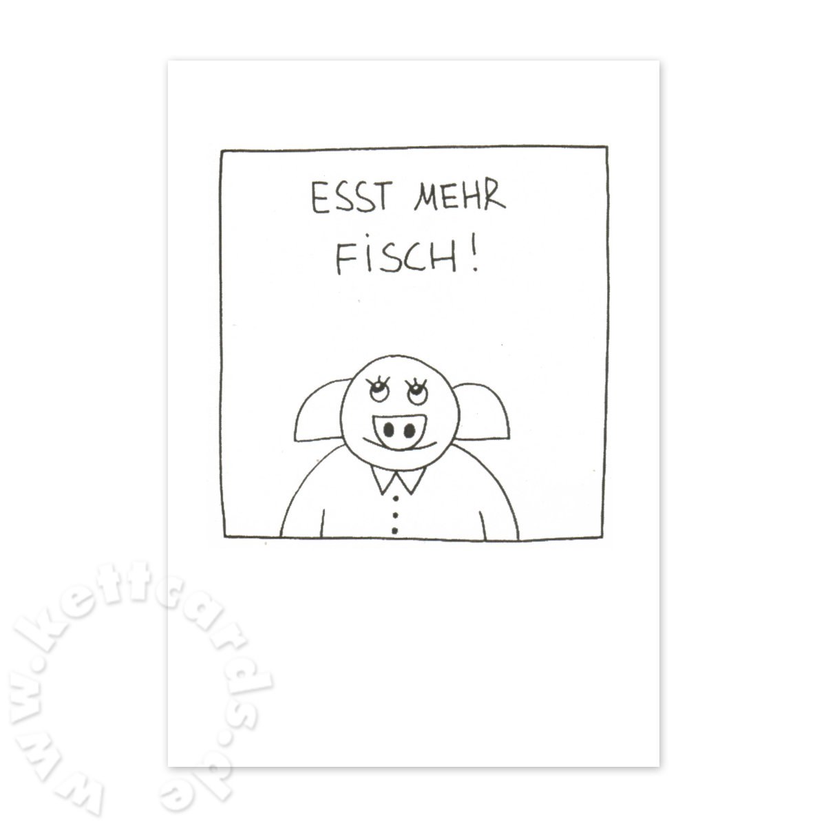 Schweine in aller Welt fordern für das neue Jahr: Esst mehr Fisch! witzige Neujahrskarten