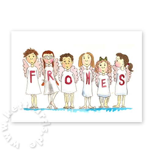 Frohes..., Weihnachtskarten mit Engeln und Lettering