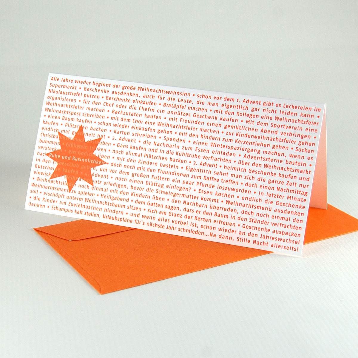 orange Weihnachtskarten mit orangen Umschlägen