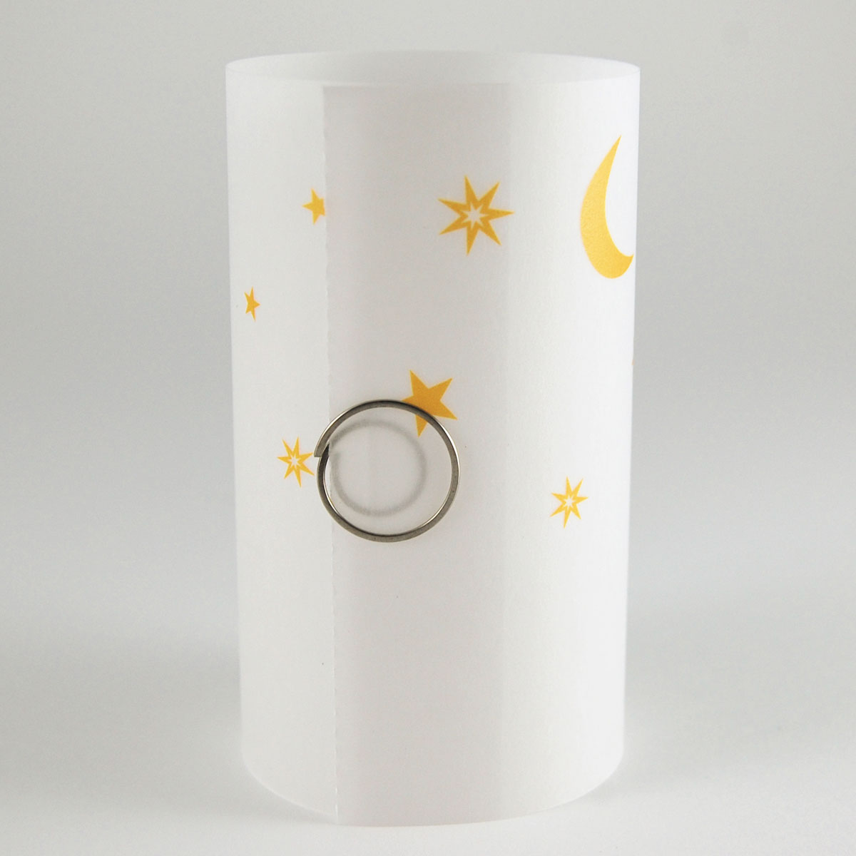 Mond und Sterne, Design-Teelichtkarten mit Büroklammer: Windlicht
