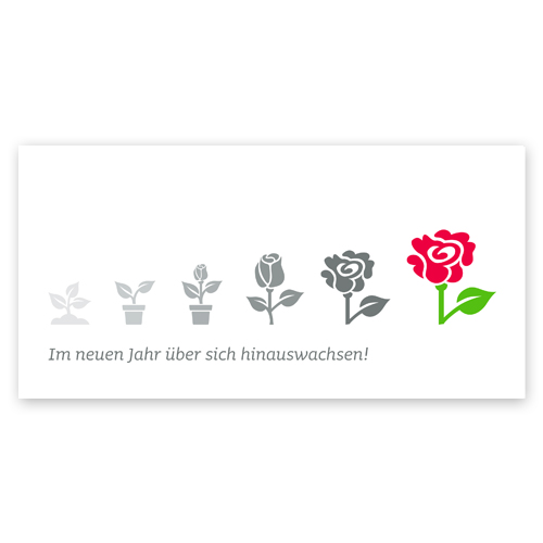 Im neuen Jahr über sich hinauswachsen! Neujahrskarten mit wachsendem Sproß und Spruch