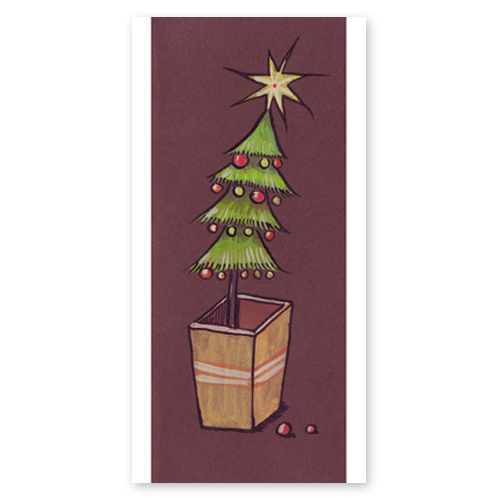 Weihnachtsbaum im Blumentopf, illustrierte Weihnachtskarten