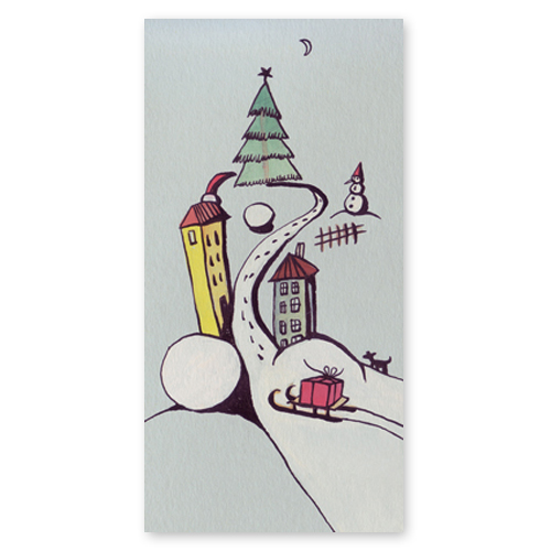 Weihnachten im Schnee, illustrierte Weihnachtskarten